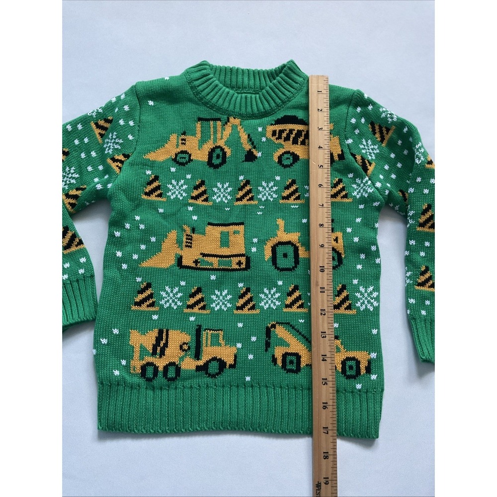 Rocksic  Construction Trucks Ugly Christmas Sweater  Toddler Boy Size  XS 3 Knit - Picture 3 of 6